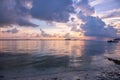 Gorgeous view of sunset on Indian Ocean, Blue water and blue sky with white clouds. Amazing nature backgrounds.