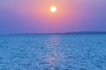 Gorgeous view on sunset on sea on summer day. Sea and sky converging on horizon. Royalty Free Stock Photo