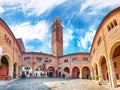 Gorgeous View Torre dei Lamberti clock tower and Medieval stairs of Palazzo della Ragione palace building in Verona Royalty Free Stock Photo