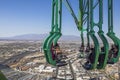 Gorgeous view of tourists on Stratosphere tower carousel over Las Vegas. Sky Pod - Stratosphere.