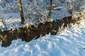 Gorgeous view of winter nature landscape.. Stream in winter forest. Beautiful nature landscape. Trees reflection on water. Royalty Free Stock Photo