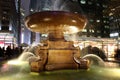 Gorgeous water fountain and stores decorated for the holiday shoppers, Bryant park, New York City, 2018