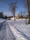 Gorgeous white snowy winter at small city