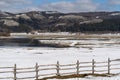 Gorgeous winter landscape of Lake Laceno in Bagnoli Irpino, Italy with snow and ice covering it