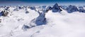 Gorgeous winter mountain landscape with the famous Piz Buin and a glacier in the Swiss Alps