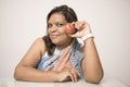 A gorgeous woman with an apple Royalty Free Stock Photo