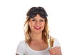 Gorgeous woman with carnival mask and a glass of champagne Royalty Free Stock Photo