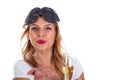 Gorgeous woman with carnival mask and a glass of champagne Royalty Free Stock Photo