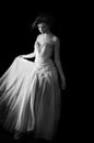 Gorgeous woman in evening dress in monochrome Royalty Free Stock Photo