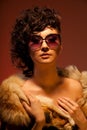 Gorgeous woman in fur and glasses