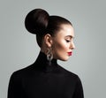 Gorgeous Woman with Hair Bun Hairstyle and Eyeliner Makeup Royalty Free Stock Photo