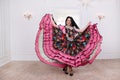 Gorgeous woman ,performs a quick Gypsy dance.