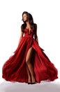 gorgeous woman in red dress. Studio picture, white background Royalty Free Stock Photo