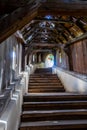 Wooden covered staircase at the Saxon Biertan Fortified Church. Biertan, Sibiu County, Transylvania, Romania Royalty Free Stock Photo
