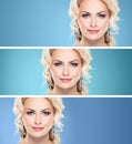 Gorgeous, young blond wearing sapphire crown and earrings over g Royalty Free Stock Photo