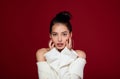 Portrait of a young brown-haired woman with expressive facial features Royalty Free Stock Photo