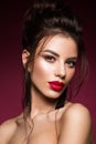 Gorgeous Young Brunette Woman face portrait. Royalty Free Stock Photo