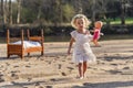 A Lovely Blonde Child Enjoys An Spring Day Outdoors Royalty Free Stock Photo