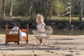 A Lovely Blonde Child Enjoys An Spring Day Outdoors Royalty Free Stock Photo