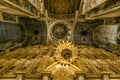 Gorgeously decorated altar and frescoes on walls in the interior of Holy Dormition Cathedral in Pechersk Lavra, Kyiv