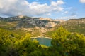 The Gorges du Verdon and the Lac de Sainte Croix in the middle of the mountain in Europe, France, Provence Alpes Cote dAzur, the Royalty Free Stock Photo