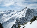 Gorgeuous high alpine mountain landscape in the Swiss Alps with the famous Biancograt Ridge in the center Royalty Free Stock Photo