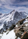 Gorgeuous high alpine mountain landscape in the Swiss Alps with the famous Biancograt Ridge in the center Royalty Free Stock Photo