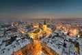 Gorgeus cityscape of winter Lviv city