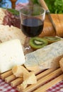 Gorgonzola, parmigiano, pecorino cheese, with wine and bread