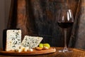 Gorgonzola piccante Italian blue cheese, made from unskimmed cow`s milk. Royalty Free Stock Photo