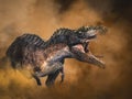 Gorgosaurus Dinosaur on smoke background Royalty Free Stock Photo