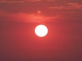 Gorgous sun set with clouds formation seen in summer evening from european city in Poland on July 2018