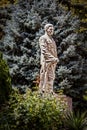 Gori Georgia - Marble statue of dictator Joseph STalin in garden of the museum built over his birthplace - Blue Spruce