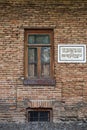 Stalin`s House and the Joseph Stalin Museum written on plaque in Gori, Georgia Royalty Free Stock Photo