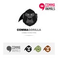 Gorilla ape animal concept icon set and modern brand identity logo template and app symbol based on comma sign
