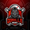 Gorilla ape mascot baseball team logo design vector with modern illustration concept style for badge, emblem and tshirt printing. Royalty Free Stock Photo