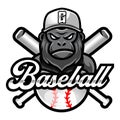 Gorilla ape mascot baseball team logo design vector with modern illustration concept style for badge, emblem and tshirt printing. Royalty Free Stock Photo