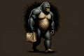 Gorilla with bag - Shopping monkey - Funny animal world