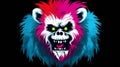 Gorilla And Blue Monster Vector In Dark White And Magenta Style