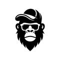 Gorilla in cap and sunglasses.