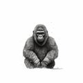 Minimalist Gorilla Illustration: A Captivating Masterpiece In Black And White