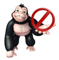 Gorilla cartoon character with stop sign