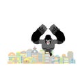 Gorilla in city. Rampage Big Monkey destroys town.