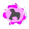 Gorilla colored origami style liquid bacdge icon. Simple color vector of oriqami animals icons for ui and ux, website or mobile