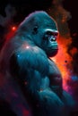 Gorilla in a cosmic space. Illustration of a gorilla.