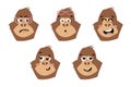 Gorilla cute. Monkey faces, emoticons.