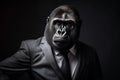 Gorilla dresed in suit animal. Generate Ai Royalty Free Stock Photo