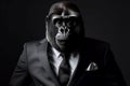 Gorilla dresed in suit male. Generate Ai Royalty Free Stock Photo