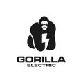 Gorilla electric Logo Negative Space Concept Vector Template