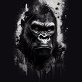 Gorilla face art. Gorilla animal portrait illustration